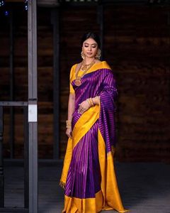 Vêtements ethniques à la mode Khadi coton imprimé vêtements de mariage Saree avec chemisier fantaisie pièces pour occasion spatiale porter tissage travail Saree - Product Image 3