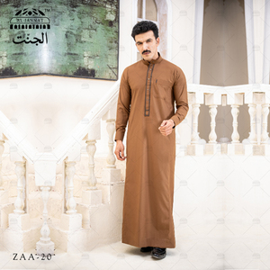 2025 alta calidad transpirable cuello redondo hombres Thobe Jubba Abaya último estilo saudí árabe Kaftan islámico vestido para hombres musulmanes - Product Image 4