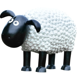 Statue de mouton en fibre de verre décorative d'extérieur, revêtement écologique, dessin animé, paysage de jardin, petite statue de mouton - Product Image 6