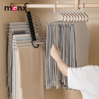 Porte-pantalon pliable multi-niveaux peu encombrant en acier inoxydable antidérapant, organisateur de rangement pour armoire