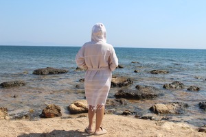 Albornoz turco de algodón Sultan Peshtemal con capucha de secado rápido de algodón de manga larga Albornoz suave colorido mujeres hombres Albornoz - Product Image 2