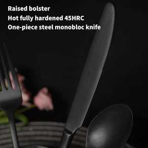 Matte <b>Black</b> <b>Dinner</b> Tableware Stainless Steel Cutlery <b>Set</b> Holiday Party Decorative Flatware Reusable Dish Safe Cutlery/Silverware - Product Image 5