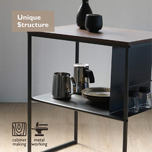 Contemporary 2-Tier <b>Storage</b> Wooden End Table Modern Design Living Room Furniture with Home Metal Use Perfect As Coffee Tables - Product Image 6