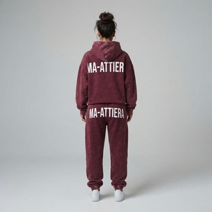 Conjunto de Sudadera con Capucha Oversize y Pantalones Jogger de Algodón Lavado Personalizado para Mujer, Chándal de Felpa Estilo Urbano OEM ODM - Product Image 2