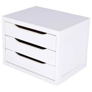 WELL HOME Cassettiera in Legno Bianco con 3 Cassetti 40x30x29cm - Product Image 1