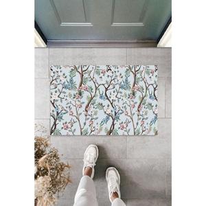 Decorativo digitale uccelli sul ramo di porta blu tappetino esterno zerbino