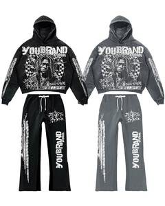 Sweat à capuche surdimensionné vintage en coton 100% avec impression graphique personnalisée DTG, impression intégrale sur tout le vêtement, streetwear - Product Image 5