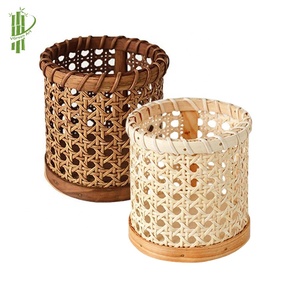 Supports de rangement de produits tendance, porte-bougie en rotin tissé en bambou, vase à ustensiles, papeterie de bureau, boîte de conteneur, vaisselle - Product Image 1