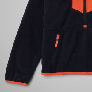 Sweat-shirt en polaire pour garçons avec poches zippées, col montant, design bicolore, logo personnalisé, vêtements décontractés, design tendance, manches longues - Product Image 3