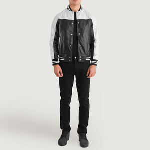 Veste universitaire personnalisée pour hommes avec logo Vestes Letterman en laine mélangée et à manches en cuir OEM ODM Vêtements de sport pour collège et lycée - Product Image 3
