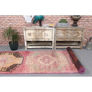 Turkish 3x11.6 ft <b>Runner</b> Rug, Vintage Rug, Herki <b>Red</b> Animal Print Rug - Product Image 5