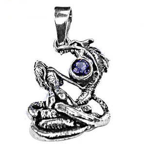 Colgante de Dragón de Amatista en Plata de Ley 925 con Gema Azul, Bañado en Rodio y Oro Rosa, Piedra Principal de Amatista para Mujer - Product Image 3