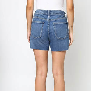 Facile à porter fermeture éclair Style femmes jean court nouvelle couleur unie à la mode Look femmes jean court - Product Image 4