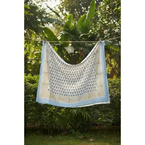Bagru Block Print Floral White Cotton Sarong <b>Beach</b> <b>Wrap</b> Pareo Cover-Up - Product Image 6