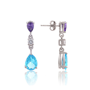 Pendientes hermosos de alta calidad, Plata de Ley 925, calcedonia acuática, pendiente de gota de piedras preciosas múltiples, Fabricante Mayorista, exportador - Product Image 6