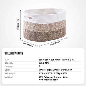 Ensemble de 2 paniers de rangement en macramé pour le maquillage, les produits de soin de la peau, les essentiels de la coiffeuse et l'organisation élégante de la table de toilette en provenance d'Inde - Product Image 2