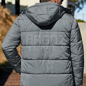 2025 New Style <b>Men's</b> Puffer <b>Long</b> Winter <b>Jacket</b> Custom Design Hooded Collar Front Logo Low MOQ 100% Polyester Breathable Quick - Product Image 3