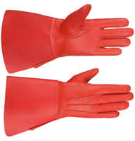 Gants et mitaines en cuir véritable rouge 100 % neufs, frais et authentiques, à longues manchettes, pour porteurs, bagardeurs, tambouriniers, durables et compatibles avec les écrans tactiles