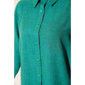 Tunique avec pierre frontale détaillée, ensemble 2 pièces, vert - Product Image 3