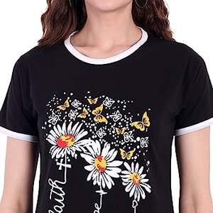 Camiseta de Manga Corta Estampada para Mujer, 100% Algodón de Alta Calidad - Product Image 5