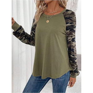 T-shirt imprimé à manches longues pour femme, tricot doux et flexible, style décontracté moderne, motif uni, confortable à porter, anti-froissement, séchage rapide - Product Image 3