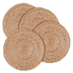 Set of 6 MORE Eco-Friendly Solid Jute Braided <b>Round</b> <b>Table</b> Placemats 15 Inches - Product Image 1