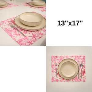 Juego de Manteles Individuales de Algodón 100% Rosa, 2 Piezas, Diseño Floral con Patrón de Nieve, Manteles Decorativos de 35x45cm, Duraderos para Uso Doméstico, Técnicas de Impresión - Product Image 5