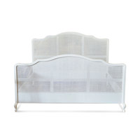 Lit King Size européen en acajou massif vieilli King-Size en rotin blanc avec canne artisanale pour chambre à coucher