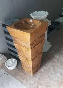 Lavabo de Pedestal de Ónix de Pakistán, Elegante Lavabo de Pedestal de Ónix Pulido con Patrón de Pilar, Venta al por Mayor, Lavabo de Pedestal Artesanal SUAZ - Product Image 3