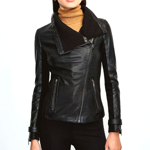 Chaqueta de Cuero Genuino para Mujer, Transpirable, de Alta Calidad, Estilo Moderno, Nuevo Modelo, Informal, con Cremallera - Product Image 1