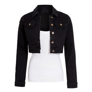 Veste en jean courte de haute qualité pour femmes, streetwear d'hiver, boutons originaux, doublure en lin, coton déchiré, respirant, imprimé - Product Image 2