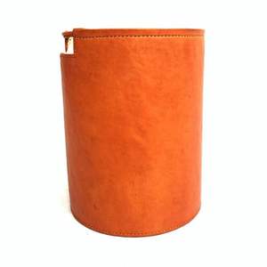 Elegant Round Leather <b>Waste</b> <b>Basket</b> Multi-Purpose Cylinder Bin for Office, Bathroom, or Living Room From Indonesia - Product Image 6