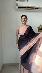 Sari en soie de créateur avec chemisier pour les fêtes Bollywood Indian Ethnic One Minute Ready Wear Saree for Winter for Festivals - Product Image 3