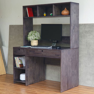 <b>Simple</b> Design 120x60x160cm Rubber Wood Computer Table FD68053 Integrated Bookshelf <b>Desk</b> with Drawer for Laptop Users - Product Image 3