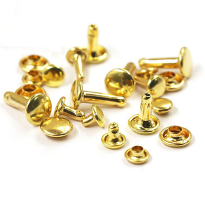 Rivets à double capuchon en laiton massif doré 4mm 5mm 6mm 8mm 9mm 10mm 12mm pour cuir - Product Image 1