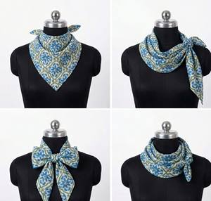 Bandanas carrés indiens imprimés à la main à motifs floraux, vente en gros pour femmes, prix bas, 100% coton, couvre-visage - Product Image 5