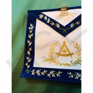 Conjunto de Regalia Masónica Bordada a Mano para Maestro Masón: Mandil de Logia Azul y Collar de Cadena - Product Image 3