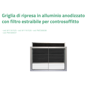 Rejilla de Retorno de Aluminio Anodizado Tecnosystemi con Filtro Extraíble para Sistemas de Aire Acondicionado de Falso Techo - Product Image 2