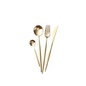 Juego de Cubiertos de acero inoxidable pulido dorado de titanio mate para bodas, juego de cubiertos chapados en plata - Product Image 3