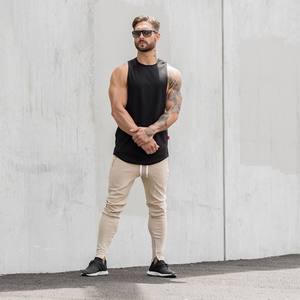 Débardeur à manches tombantes pour homme, nouveau design personnalisé, vêtements de sport, respirant, col en V, tricoté en polyester/coton, style streetwear - Product Image 2