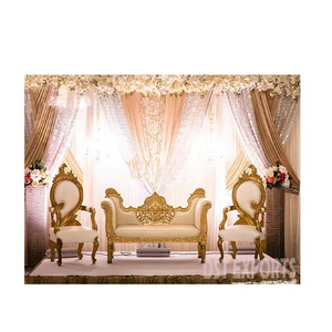 Juego de Muebles de Boda Profesional de Dos Plazas en Blanco y Dorado, Estilo Moderno y Clásico Real para Bodas de Ensueño, EE. UU. - Product Image 1