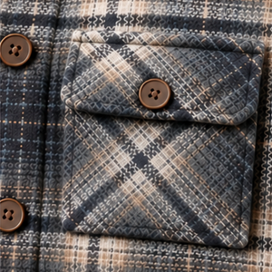 Dark Blue Borg <b>Lined</b> Check Shacket for <b>Mens</b> Warm Plaid Button Front Jacket with Soft Sherpa Interior Chest Pockets Casual Winter - Product Image 6