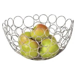 Mini Circle Basket Design Large Storage Baskets For Bread Fruit Snacks Vegetables Silver Theme Fashion Fruit Bowl Table Decorate