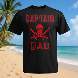 Camiseta Captain Dad Red Pirate Skull para hombre, ropa informal de algodón negro - Product Image 3