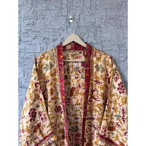 Women Night Maxi Gown House Coat Bathrobe Beachwear Women Dress Smooth Silk Sleeping Night Dress V- Neck Kimono Floral Dressing - Product Image 4