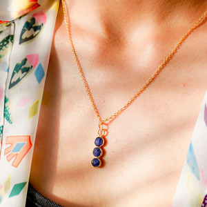 Lapis Gemstone Round Shape Pendant Bezel Gold Plated Birthstone Charms Necklace 18 <b>Inch</b> <b>Chains</b> 925 <b>Silver</b> Necklaces Wholesale - Product Image 5