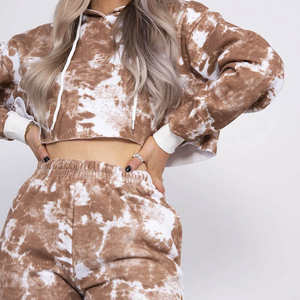 Jogging athlétique marron Tie-Dye avec survêtement à capuche en coton imprimé à séchage rapide - Product Image 5