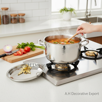 Casseroles et marmites de cuisson en acier inoxydable martelé, style artisanal moderne européen, avec couvercles en forme de citrouille, écologiques et forgées à la main, pour la cuisine et le service