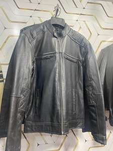 Vestes d'hiver en cuir véritable pour hommes Poignets côtelés - Imperméable Coupe-vent Respirant Col rabattu Fermeture éclair 2 devant - Product Image 5