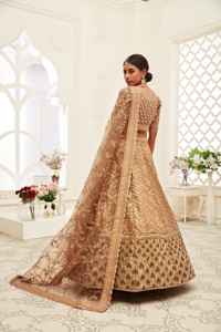 Rich Brown Zari Work Lehenga Bollywood Indian Pakistani Wedding Bordado pesado Hecho a mano Diseñador nupcial de lujo Dupatta - Product Image 5